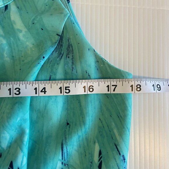 Spense Turquoise Blue Fit & Flare Dress Size 10 Sleeveless Tropical Hawaiian - Picture 10 of 12